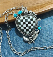 Load image into Gallery viewer, Checkered Heart Necklace