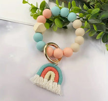 Load image into Gallery viewer, Rainbow charm beaded key rings