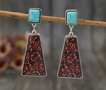 Load image into Gallery viewer, Engraved Turquoise Post Earrings