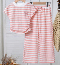 Load image into Gallery viewer, Striped Crew Neck Casual Set