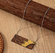 Load image into Gallery viewer, Rectangle Leather pendant necklace
