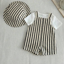 Load image into Gallery viewer, Striped Overalls/Hat