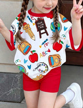 Load image into Gallery viewer, Red Back to School Short Outfit