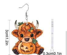Load image into Gallery viewer, Acrylic Halloween Cow Earrings