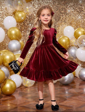 Load image into Gallery viewer, Velvet Bow Open Back Winter Dress