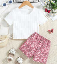 Load image into Gallery viewer, Ribbed/Floral Short Outfit