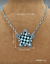 Load image into Gallery viewer, Checkered Star Necklace/Earring Set