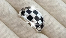 Load image into Gallery viewer, Silver Checkered Ring