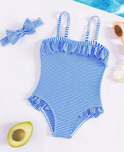 Load image into Gallery viewer, Ruffled Striped swimsuit