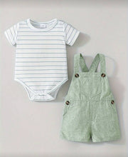 Load image into Gallery viewer, Striped Onesie/overall Set