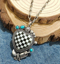 Load image into Gallery viewer, Checkered Heart Necklace
