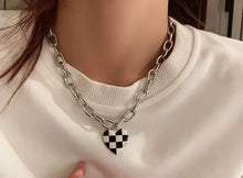 Load image into Gallery viewer, Checkered Heart Big Chain Necklace