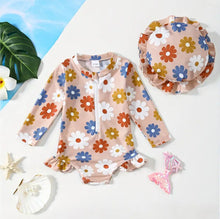 Load image into Gallery viewer, Flower long sleeve one piece/hat