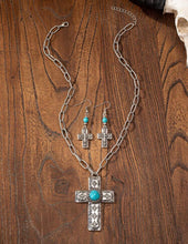 Load image into Gallery viewer, Turquoise and Cross Necklace Set