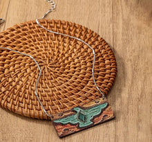 Load image into Gallery viewer, Rectangle Leather pendant necklace