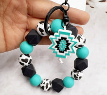 Load image into Gallery viewer, Western Silicone beaded key wristlet
