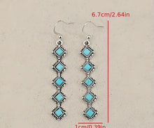 Load image into Gallery viewer, Turquoise Diamond Shape Drop earrings