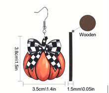 Load image into Gallery viewer, Wooden Halloween Pumpkin Earrings