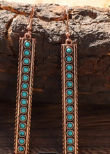 Load image into Gallery viewer, Copper/Tuquoise Bar dangle earrings