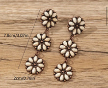 Load image into Gallery viewer, Copper/Stone Dangle Flower Cluster Earrings