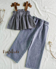 Load image into Gallery viewer, Denim Plaid Cherry Outfit