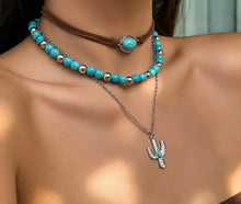 Load image into Gallery viewer, 3 Pc Cactus/Turquoise Necklace Set