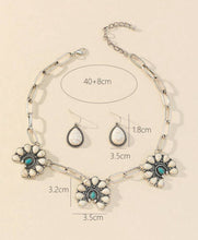Load image into Gallery viewer, White/Turquoise squash blossom necklace set