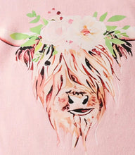 Load image into Gallery viewer, 3Pc Floral Highland Cow Outfit