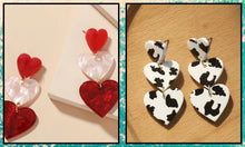 Load image into Gallery viewer, Post Dangle heart Earrings