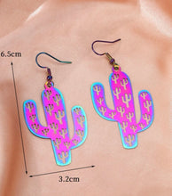 Load image into Gallery viewer, Colorful cactus cutout earrings