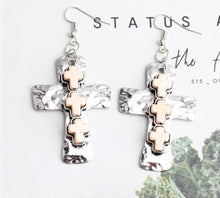 Load image into Gallery viewer, Cross on cross earrings