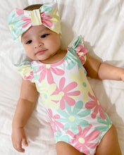 Load image into Gallery viewer, Pastel flower ruffled one piece