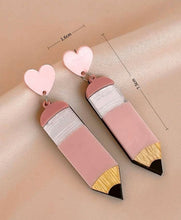 Load image into Gallery viewer, Heart pencil drop earrings