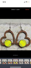 Load image into Gallery viewer, Wooden cutout sport heart earrings