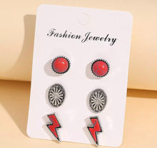 Load image into Gallery viewer, Stone trio earrings