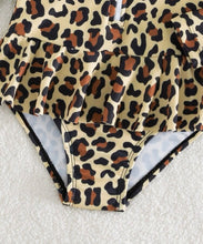 Load image into Gallery viewer, Leopard long sleeve skirt one piece