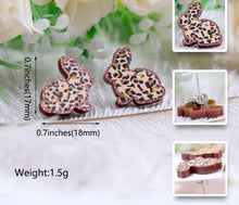 Load image into Gallery viewer, Leopard bunny earrings