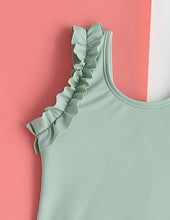 Load image into Gallery viewer, Green ruffled bikini skirt swimsuit