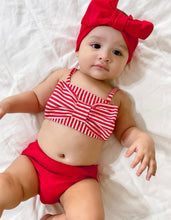 Load image into Gallery viewer, Red Striped bow bikini