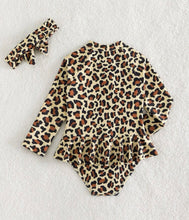 Load image into Gallery viewer, Leopard long sleeve skirt one piece