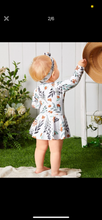 Load image into Gallery viewer, Floral long sleeve skirt one piece swimsuit