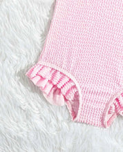 Load image into Gallery viewer, Pink striped ruffled one piece