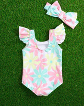 Load image into Gallery viewer, Pastel flower ruffled one piece