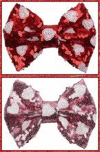 Load image into Gallery viewer, Heart Sequin 5” bow