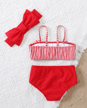 Load image into Gallery viewer, Red Striped bow bikini