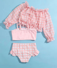 Load image into Gallery viewer, 3 pc checkered bikini set